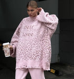 Loose Letter Embroidery Personality Tattered Wool Woven Long-Sleeved Sweater Women's Autumn And Winter Letter Embroidery HZ1208