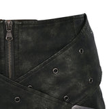 25 Spring New Personalized Super Large Metal Buckle Cross Retro Washing Pu Leather Skirt 1670 HZ1208