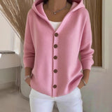 Temperament V-Neck Long-Sleeved Open-Shirted Women's Sweater Bump-Colored Bag Side With Pocket Casual Coat HZ1208