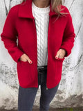 2025 New Single-Sided Autumn And Winter Collar Knit Zipper Casual Coat Woman HZ1208