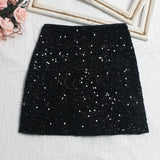 Pink Lewd Skirt High Waist Thin Anti-Light Bag A Word Flashy Bundi Skirt 8021 HZ1208