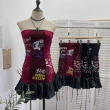 Real Shooting Irregular Skirt Lattice Sling Vest Women's Summer Design Sleeveless Top 9151 HZ1208