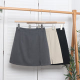 High-Waisted Open Forked-But Hip Anti-Walking A-Word Short Skirt Woman 2025 Suit Fabric Thin A-Dress Skirt 8871 HZ1208
