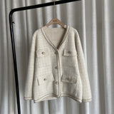 2025 Light Luxury Sweater Cardigan Girl Knitted Cardigan Thick Soft Imitation Marina Top HZ1208