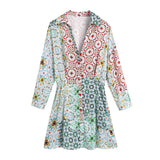 2025 Women's Collar Print Quilt Cotton Long Coat 5796 HZ1208