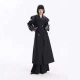25 New Fashion Temperament Design Leather Splicing Type Tadge Coat 1718 HZ1208