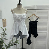 Real Shooting Irregular Kinky Skirt Shaved Belly Thin Sling Vest Design Slim Slime Sleeveless Top 9150 HZ1208