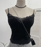 Set Up The Coat Series Velvet Lace Lace Sling With Chest Pad Wear Vest Top 9186 HZ1208