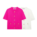 Summer New Round Collar Button Temperament Gentle Short-Sleeved Coat 6427101 HZ1208