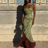 SAW Lotus Leaf Side Ribbon Sling Skirt Female Ambiance Dress Bag Hip Dress Summer HZ1208