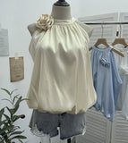 Real Shooting French Gold Wind Hanging Shoulder Waistcoat Woman Design Feel Sleeveless Bud Top Loose Shirt 1170 HZ1208