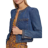 25 New Personality Knitted Delicate Personality Cushioned Shoulder Suit Denim Jacket Short Coat Female 1683 HZ1208