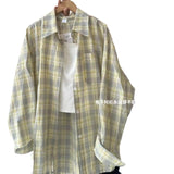 Vintage Thin Plaid Long-Sleeved Women's Coat Summer New Design Sunscreen Cardigan Loose Shirt Woman HZ1208