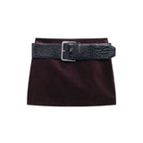 Autumn New Velvet Short Jacket With Belt Miniskirt HZ1208