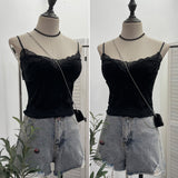 Set Up The Coat Series Velvet Lace Lace Sling With Chest Pad Wear Vest Top 9186 HZ1208