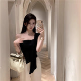 Irregular Shoulder Sling Vest Women's New Summer Folded Blouse Wear HZ1208