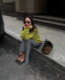 2025 Autumn And Winter Hot Sale Thick Short Round Neck Solid Color Sweater Bum Basic Women's Clothing HZ1208