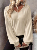 V-Neck 2025 Autumn/Winter T-Shirt Blouse Casual Fashion Elegant And Comfortable Knitwear HZ1208