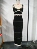 2025 New Sexy Wool Dress Slings Black U Collar Low-Bode Hip Dress HZ1208