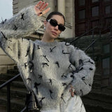 Early Autumn New Sea Horse Hairy Bow Sweater Woman | Warm Comfortable Fashion Trend Out Of The Street Daily Clothes HZ1208