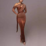 Sexy Women's New Sexy Sleeveless Breast-Buttered Bow Repair Fishtail Skirt HZ1208