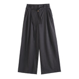 25 Autumn New Personalized Loose Version Of Real Wood Buckle Combination Top Suit + Pants Two-Piece Set Female 1816 HZ1208