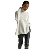 New High-Necked Sweater For Autumn/Winter 2025 Women Selling Open-Fork Knitted Shirt Design Soft Tops Ins HZ1208
