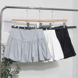 Real Shooting Flower Babe Half-Dress Woman 2025 Summer Korean Version Of High-Waisted Pony Skirt Casual A Short Skirt With Belt 8328 HZ1208