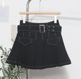 Real Shooting Hottie Retro Bright Line Dress Women Walk Light 100-Fold Skirt High-Rise Thin A Short Skirt 8201 HZ1208