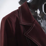 25 Autumn Heavy Industry Color Colliding Double Line In The Long Coat Jacket Women 1822 HZ1208