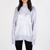 Loose Letter Embroidery Personality Tattered Wool Woven Long-Sleeved Sweater Women's Autumn And Winter Letter Embroidery HZ1208