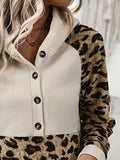 New Leopard-Print Sleeve Spliced Cap Long-Sleeved Eds Coat HZ1208