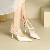 French Wine Red High-Heeled Sandals Women 2025 Summer New Bun Head Buckle Fine Temperament Single Shoe With Skirt HZ1208