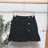 2025 New Autumn And Winter Lattice Coarse Flowers Of The Half-Body Skirt High Waist A Word-Bow Irregular Fishtail Skirt 8876 HZ1208