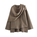 Explosion New Women's Clothing With Asymmetric Scarf Short Knitted Coat HZ1208