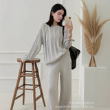 2025 Lazy Wind Loose Long Open Shirt Plus Short Skirt Suit Women's Sling Vest Trousers Three-Piece Set HZ1208