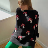 Casual Temperament Women's Loose Lazy Languid Mushroom Prints Sleeve Sweater Women's Autumn Casual HZ1208