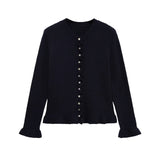 Z2025 Autumn New Temperament Round Neck Simple Stacked Knitted Coat 2756114 HZ1208