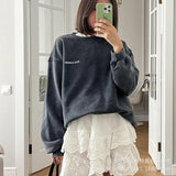 2025 Autumn And Winter New Pure Cotton Water Wash Old Sweater Women In Batik Retro Print Top Lady HZ1208