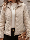 2025 New Autumn And Winter Pure-Color Long-Sleeved Collared Quilt Elegant Loose Women's Warm Coat Tide HZ1208