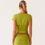 Fashion Two Sets Of New Short-Term Umbilical Wrinkles Body-Body Hip Skirt Suit HZ1208