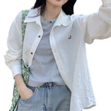 Embroidery Design Languid Shirt Spring And Autumn Fashion Casual Long Sleeves New Casual Temperament Shirt Loose Coat HZ1208