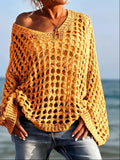 2025 New Sexy Hollow Knitted Sun Protection Shirt Holiday Knitted Jersey Women's Spring And Summer Outside The Beach Hoodie Tops HZ1208