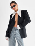 2025 New Fake Two-Piece Spliced Suit Jacket Women Loose Fashion High-End Temperament Out Of The Street HZ1208