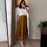 2025 Spring And Autumn New 100 Folded Wrinkles Skirt Hot Soft Half Dress In Wind HZ1208