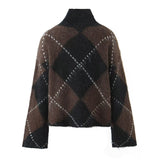 Z2025 New Fashion Temperament Female High-Necked Loose Knitted Sweater Mini-Skirt HZ1208