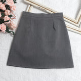 Solid Color High-Rise Thin Suit Half-Body Skirt Summer Basic Anti-Walking A-Word Ass Short Skirt 8615 HZ1208