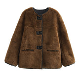 New Women's French-Style Medard Vintage Fur Jacket Coat HZ1208