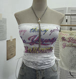 Real Shot With Chest Pad Lace Lace Hollow Hottie Breast Drawstring Thin Brat Waistcoat Sleeveless Top 12111 HZ1208