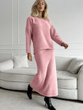 Autumn/Winter 2025 Elegant Soft Thicker Round Collar Sweater + Fishtail Skirt Two Sets Of Women's OL Wind Top + Skirt Set HZ1208